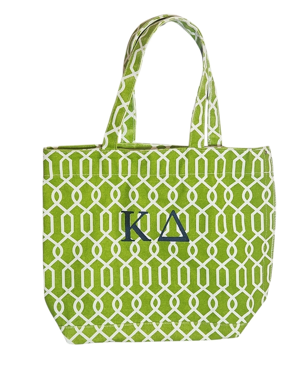 CB Station Kappa Delta Green and White Canvas Embroidered Tote Bag